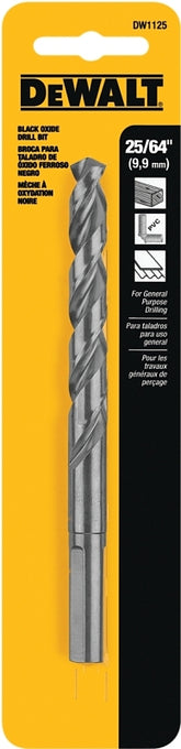 DeWALT DW1125 Jobber Drill Bit, 25/64 in Dia, 5-1/8 in OAL, Parabolic Flute, 25/64 in Dia Shank, Round Shank